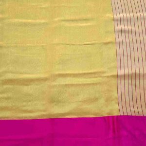 Handloom Pure Silk Plain Chanderi Saree With Mashroo Border - Radhika